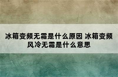 冰箱变频无霜是什么原因 冰箱变频风冷无霜是什么意思